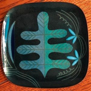 RARE VINTAGE Miguel Pineda Mexican folk art dish Tray blue green black